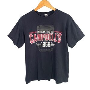 Vintage Campbell's Soup American Tradition Graphic T Shirt Black Medium Novelty